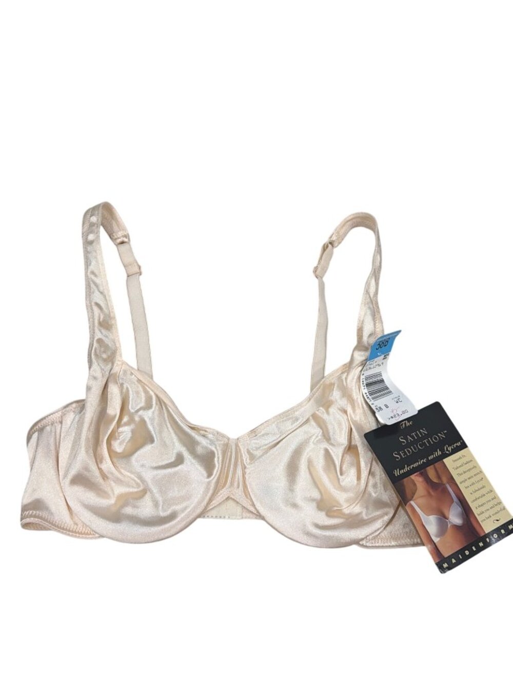 Maidenform Satin Seduction Vintage Ivory Underwire Bra 38B NWT